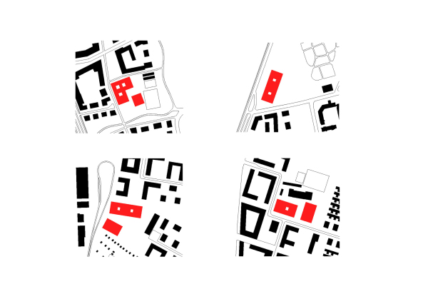 Schwarzplne der vier Grundschulen in modularer Bauweise in Mnchen.