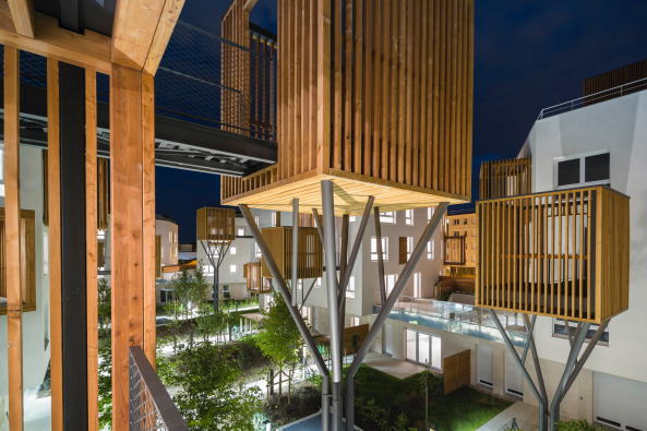 Brenac Gonzalez, Romainville, apartment complex, treehouse, Wohnanlage, Baumhaus