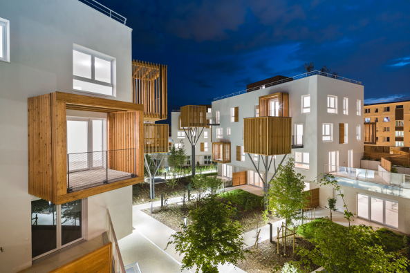 Brenac Gonzalez, Romainville, apartment complex, treehouse, Wohnanlage, Baumhaus