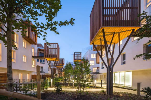 Brenac Gonzalez, Romainville, apartment complex, treehouse, Wohnanlage, Baumhaus