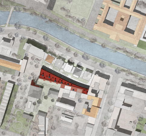 Lage des Neubaus in zweiter Reihe am Ltzowufer