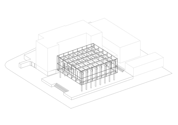 Axonometrie Konstruktionsweise 3, Auenhaut Unterkonstruktion