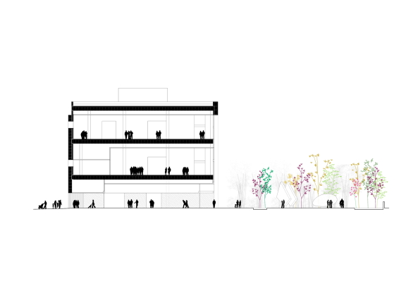 Lngsschnitt durch Museum und Skulpturengarten