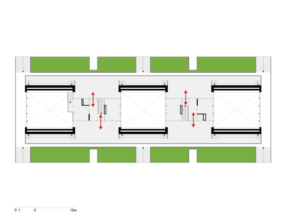 Der Zugang zu den Terrassen und zum Trib�nendach erfolgt vom 2. Obergeschoss aus.