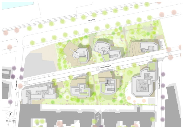 Lageplan mit Dachaufsichten