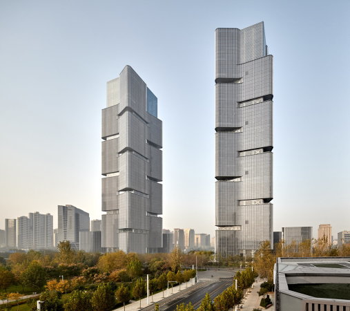 Zwillingstürme, Hochhäuser, gmp, Zhengzhou, China, Neubau, Bürokomplex