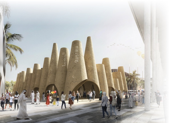 Der sterreichische Pavillon des Wiener Bros querkraft fr die Expo 2020 in Dubai setzt auf lokale Bautraditionen im Stampflehm und intelligentes Klima-Engineering.