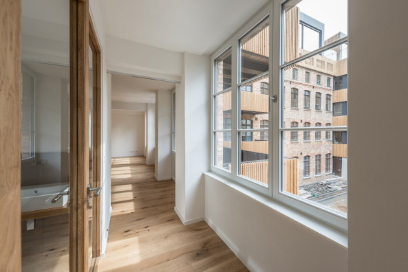 Innansicht der Textilmanufaktur in Halle von snarq architekten, Bauherr: Fokus Immobilien GmbH