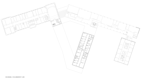 2. Preis: rw+ (Berlin) und Martin Schmitt Architektur (Berlin), Grundriss 2. und 3. Obergeschoss