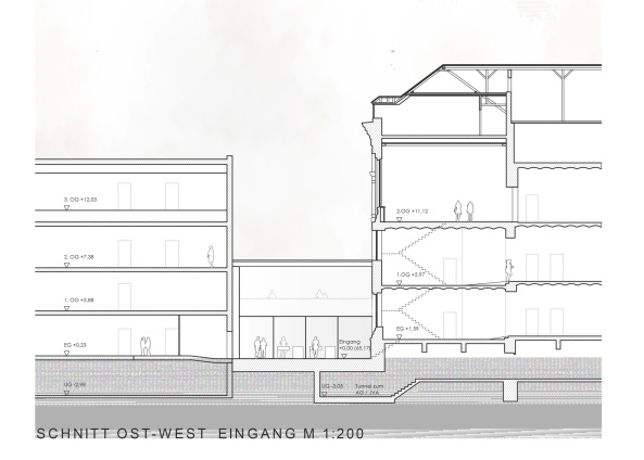 3. Preis: harris + kurrle (Stuttgart), Schnittdetail Eingangsbereich