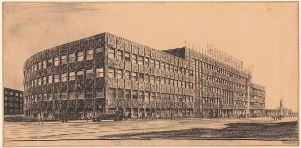Haus des Rundfunks in Berlin-Charlottenburg von ca. 1928/1929, Kohle auf Transparentpapier