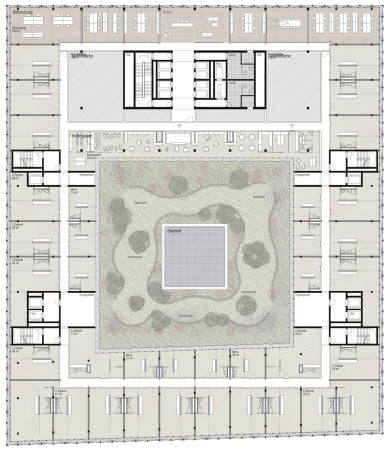 ein 2. Preis: Diener + Diener Architekten (Basel), Entwurfsvariante nach der berarbeitun, Grundriss Wohngeschoss