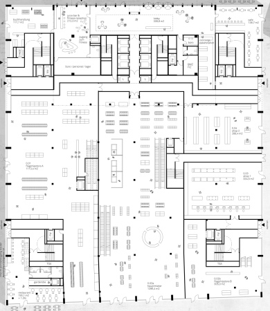 1. Preis: Sauerbruch Hutton Architekten (Berlin), Entwurfsvariante nach der berarbeitung, Grundriss EG
