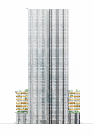 ein 2. Preis: Sauerbruch Hutton Architekten (Berlin), Entwurfsvariante vor der berarbeitung