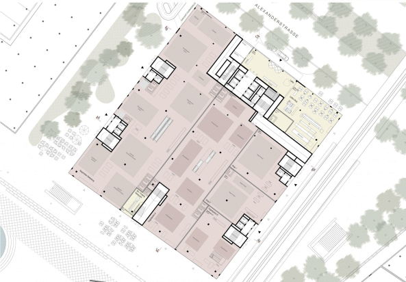 ein 2. Preis: Diener + Diener Architekten (Basel), Entwurfsvariante nach der berarbeitun, Grundriss EG