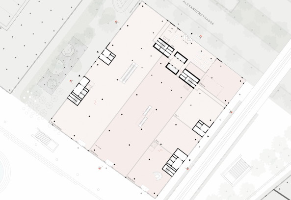 ein 2. Preis: Diener + Diener Architekten (Basel), Entwurfsvariante vor der �berarbeitung, Grundriss EG