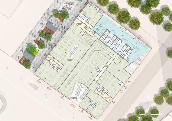 3. Preis: Jean-Paul Viguier et Associes Architecture et Urbanism (Paris), Grundriss EG