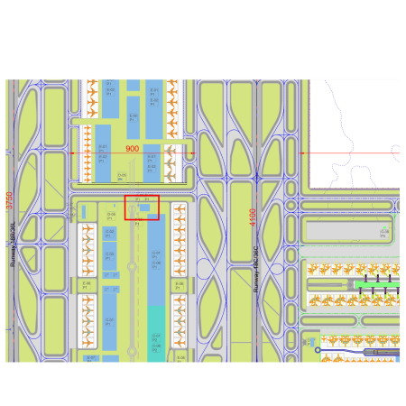 Lageplan: Der Tower befindet sich im roten Rechteck.