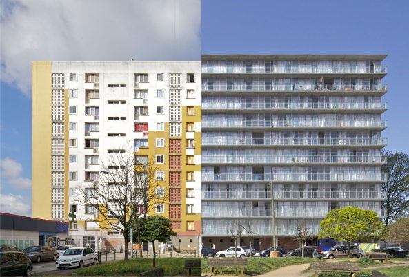 Transformation eines Gebudeblocks mit 530 Wohnungen, vorher und nachher, Cit du Grand Parc, Bordeaux von Lacaton + Vassal