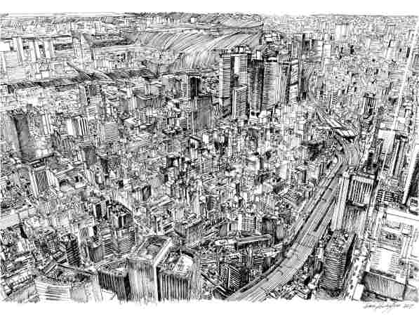 Shortlist Handzeichnung: Simon Kalajdjiev, Chuo Ward, Tokyo, 2017