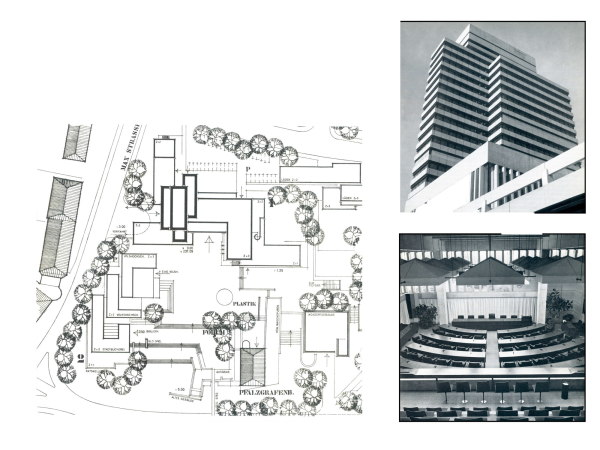 Lageplan zum Wiederaufbau des Rathauses in den 1960er Jahren