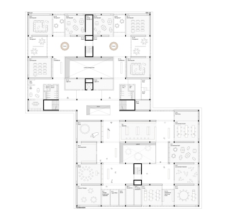 4-zgige Grundschule, Anerkennung: AFF architekten (Berlin), Grundriss 1. OG
