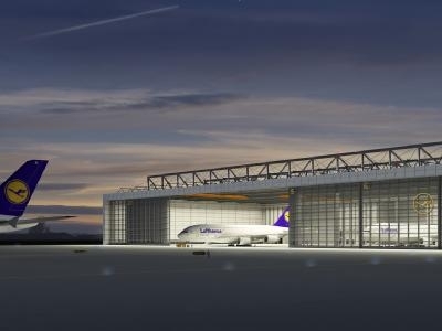 Baubeginn fr Gro-Hangar am Flughafen Frankfurt