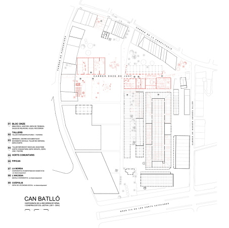 Der Masterplan f�r das Fabrikgel�nde mit dem Genossenschaftshaus oben links und dem geplanten Archivbau im Zentrum.
