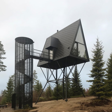 Zwei Baumhäuser stehen schon im norwegischen Finnskogen; zukünftig sollen es mehr werden.