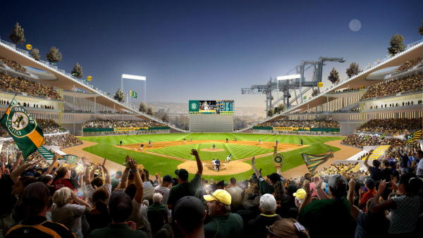 Auch in der neuen Planung ist das Baseball-Stadion einseitig abgesenkt und offen gestaltet.