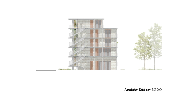 Ein 1. Preis (Baufeld 3): Duplex Architekten, Ansicht Sdost