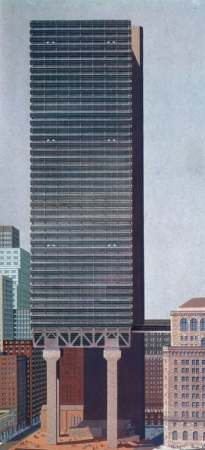 Kevin Roche John Dinkeloo & Associates, unrealisierter Entwurf fr die Federal Reserve Bank of New York von 1969