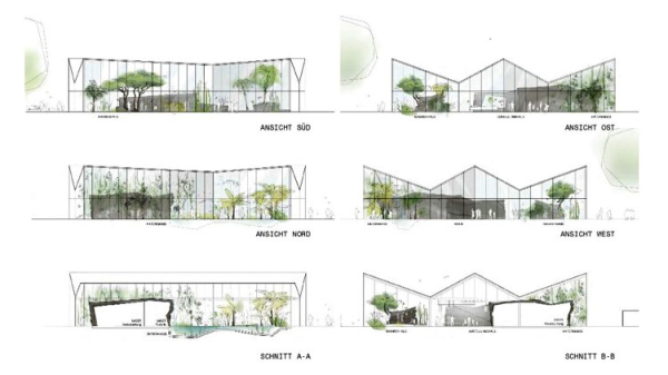 1. Preis: SEP Architekten, Ansicht und Schnitt