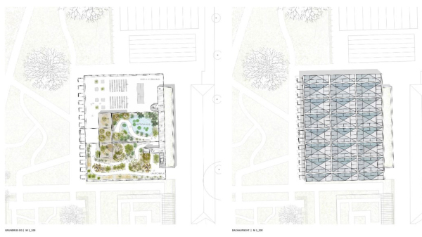 2. Preis: Hbotter + Strken Architekten, Grundriss und Draufsicht