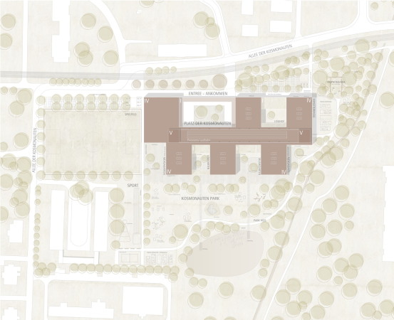 ein 3. Preis: Ackermann + Raff mit Planstatt Landschaftsarchitektur Johann Senner, Lageplan