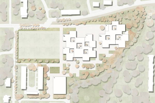 Anerkennung: AFF Architekten mit POLA Landschaftsarchitekten, Lageplan