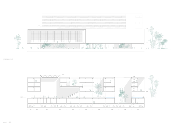 Schnitt durch das Brogebude