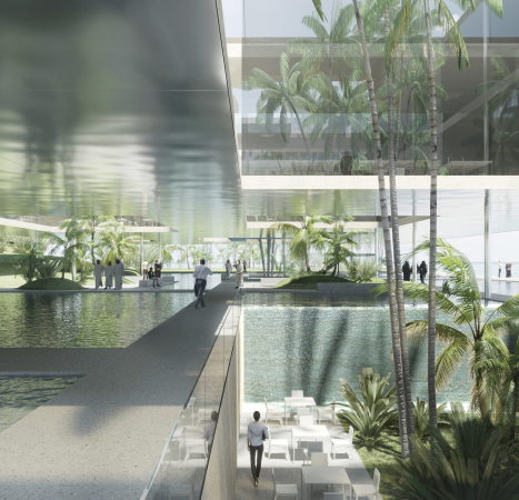 Das gesamte Brogebude ist offen und durchscheinend geplant.