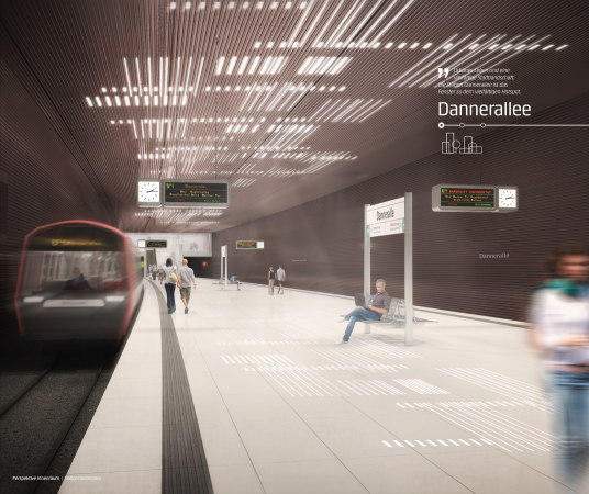 3. Preis: ARGE blauraum Architekten mit Gottlieb Paludan Architects, Haltestelle Dannerallee