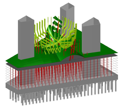 Darstellung des 3D-Modells fr das Tragwerk der Hamburger Elphilharmonie