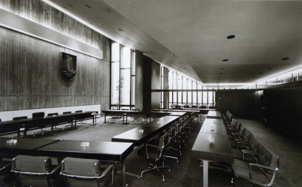 Ratssaal, 1973, Foto: Hans Eick / Stadtarchiv Greven