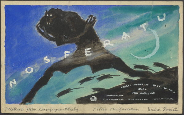 Plakatentwurf von Albin Grau, 1922, Nosferatu (D 1922, Regie: F. W. Murnau), Quelle: Kantonsbibliothek Appenzell Ausserrhoden / Trogen