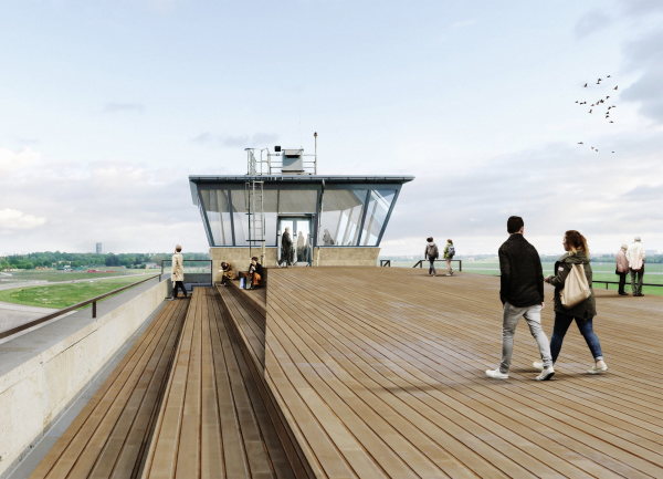 Entwurf fr das Besucherzentrum im Kopfbau West des Flughafen Tempelhof, 1. Preis im Wettbewerb 2016, aktueller Stand Umsetzung bis 2020