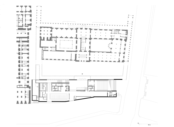 Grundriss Ebene 1 und Mezzanin (Originalma�stab 1:500)