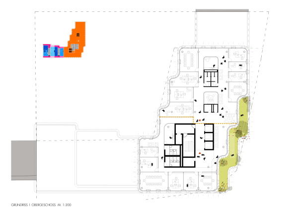 Ein 2. Preis: Nieto Sobejano, Berlin/Madrid, Grundriss 1. Obergeschoss