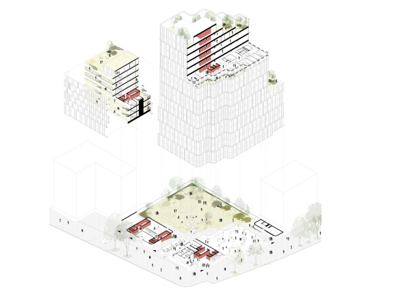 Ein 2. Preis: Nieto Sobejano, Berlin/Madrid, Axometrie