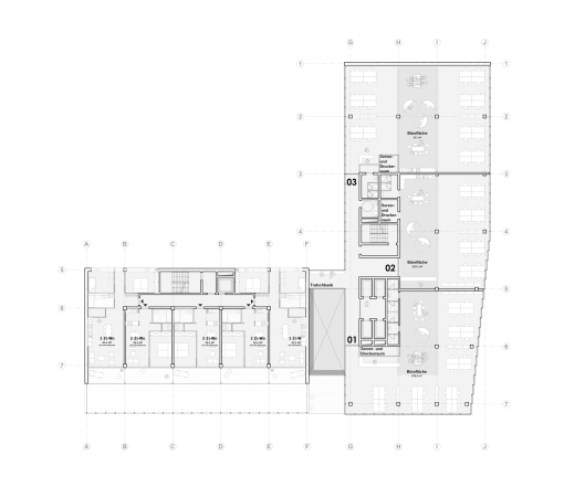 Ein 2. Preis: blauraum Architekten, Hamburg, Grundriss 1. Obergeschoss