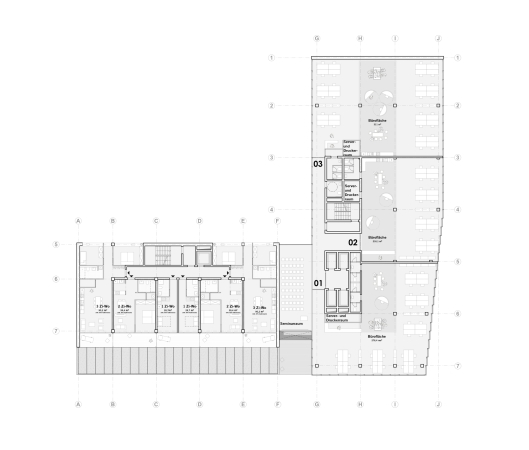 Ein 2. Preis: blauraum Architekten, Hamburg, Grundriss 5. Obergeschoss