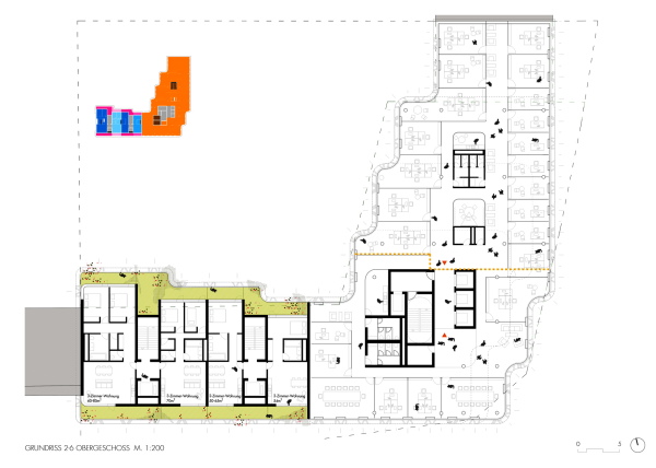 Ein 2. Preis: Nieto Sobejano, Berlin/Madrid, Grundriss 2. Obergeschoss