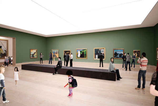 Visualisierung des Raumes f�r die Bilder von Edvard Munch